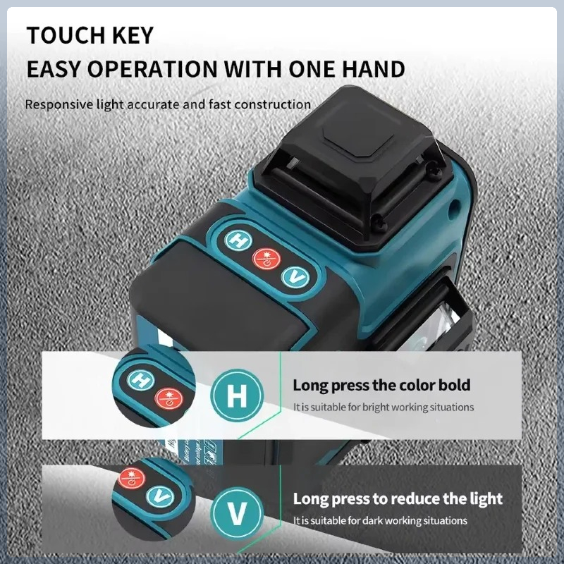 Laser Level 16 Lines 4D Green - Original Makita Safe Multi-protection 18V Battery，360°