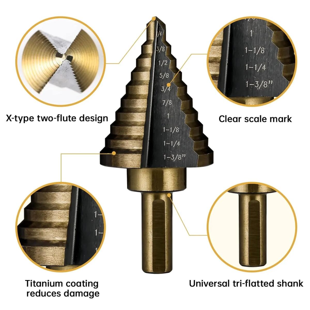 5pcs  Cobalt Step Drill Bit Se - đánh giá và giá Hardware