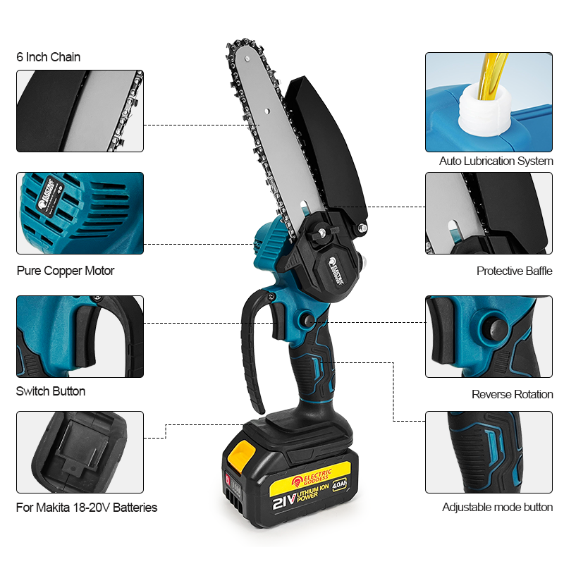 1700RPM 6 Inch Mini Cordless E - đánh giá và giá Mini Electric Chainsaw 6 Inch