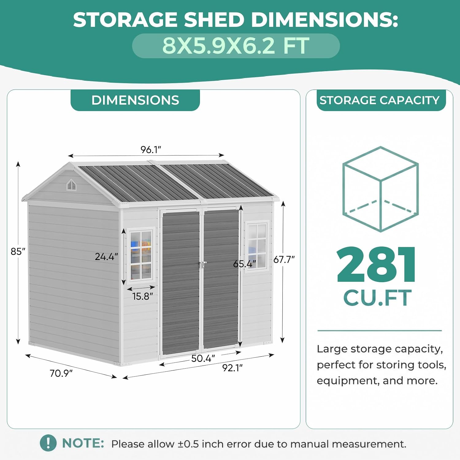 8x6 FT Resin Storage Shed with - đánh giá và giá Garden Tools