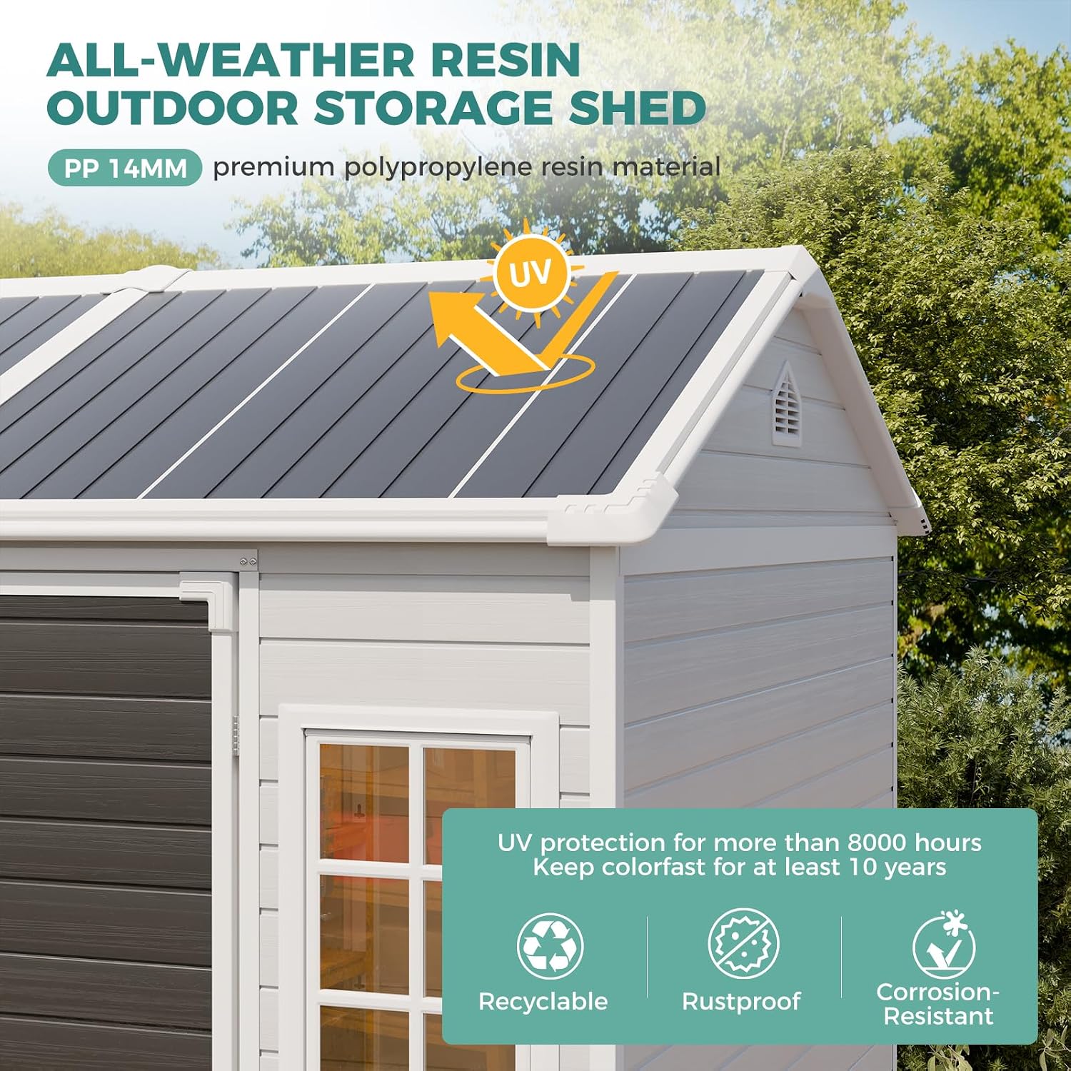 8x6 FT Resin Storage Shed with - đánh giá và giá Garden Tools