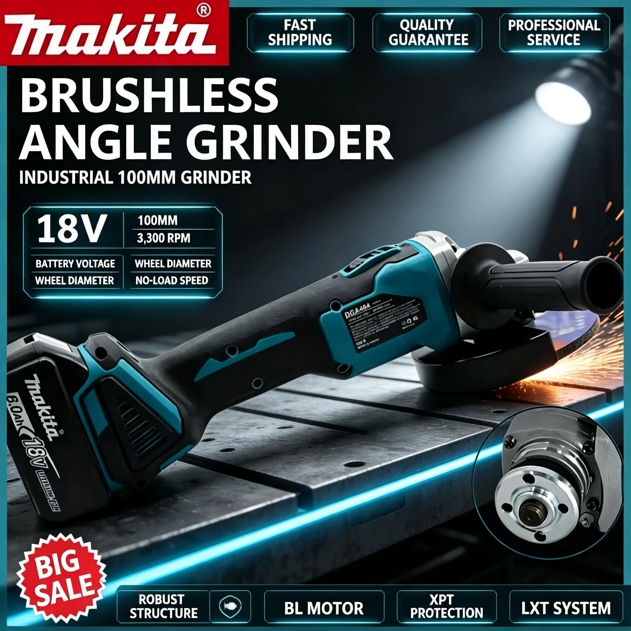 100mm High Power Makita DGA404 - đánh giá và giá Brushless Angle Grinder Battery Powered